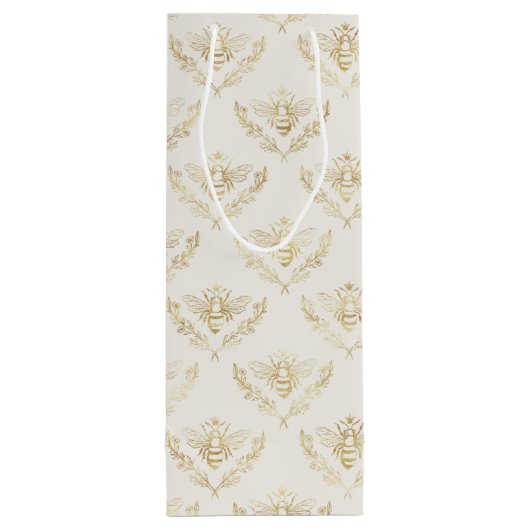 Golden Bumble Bee met kroonpatroon Wijn Cadeautas (Achterkant)