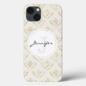Golden Bumble Bee met kroonpatroonmonogram Case-Mate iPhone Case (Achterkant)