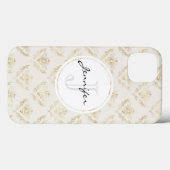 Golden Bumble Bee met kroonpatroonmonogram Case-Mate iPhone Case (Achterkant (horizontaal))