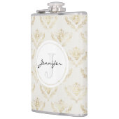 Golden Bumble Bee met kroonpatroonmonogram Heupfles (Links)