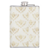 Golden Bumble Bee met kroonpatroonmonogram Heupfles (Achterkant)