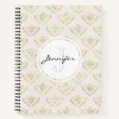 Golden Bumble Bee met kroonpatroonmonogram Notitieboek (Voorkant)