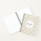 Golden Bumble Bee met kroonpatroonmonogram Notitieboek (Binnen)
