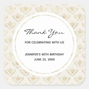 Golden Bumble Bee met kroonpatroonveer Vierkante Sticker