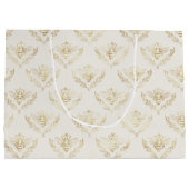 Golden Bumble Bee met kroonpatroonverjaardag Groot Cadeauzakje (Achterkant)