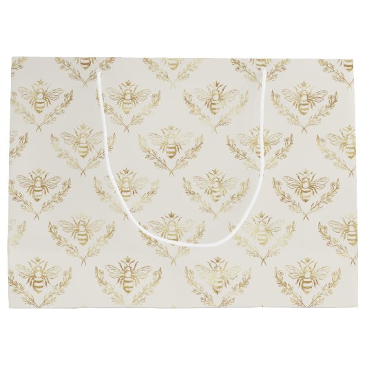 Golden Bumble Bee met kroonpatroonverjaardag Groot Cadeauzakje (Achterkant)
