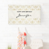 Golden Bumble Bee met kroonpatroonverjaardag Spandoek (Insitu)