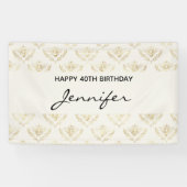 Golden Bumble Bee met kroonpatroonverjaardag Spandoek (Horizontaal)