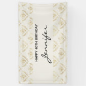 Golden Bumble Bee met kroonpatroonverjaardag Spandoek (Verticaal)