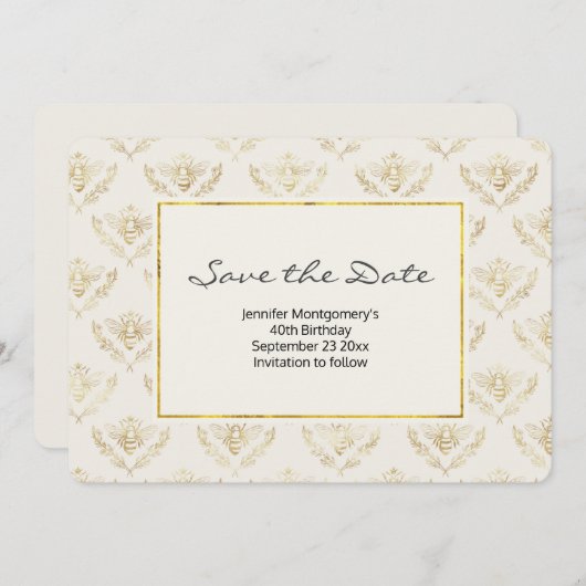 Golden Bumble Bee Pattern bewaart de datum Save The Date (Voorkant / Achterkant)