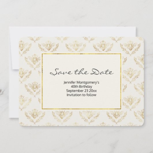 Golden Bumble Bee Pattern bewaart de datum Save The Date (Voorkant)