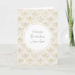 Golden Bumble Bee Pattern Birthday Kaart