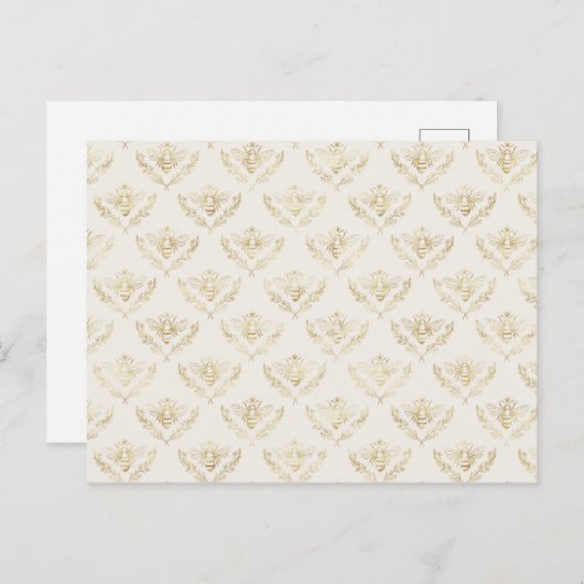 Golden Bumble Bee Pattern Briefkaart (Voorkant / Achterkant)