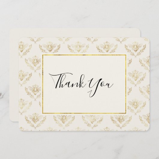 Golden Bumble Bee Pattern Hartelijk dank Bedankkaart (Voorkant / Achterkant)