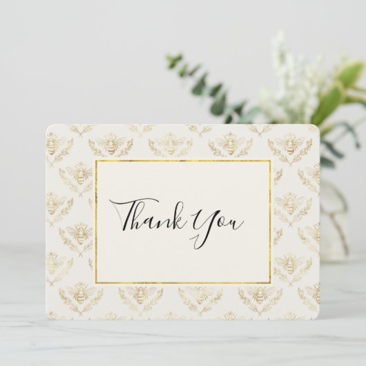 Golden Bumble Bee Pattern Hartelijk dank Bedankkaart (Staand voorkant)