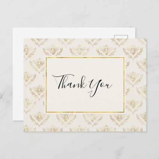 Golden Bumble Bee Pattern Hartelijk dank Briefkaart (Voorkant / Achterkant)