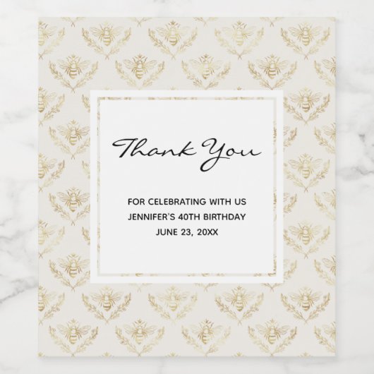 Golden Bumble met een kroonpatroonpartij Wijn Etiket (Enkel label)