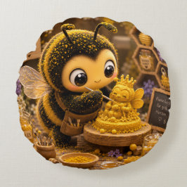 Golden Bumblebee in Bloom Dance.11 Rond Kussen