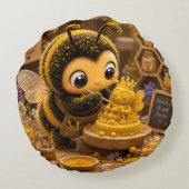 Golden Bumblebee in Bloom Dance.11 Rond Kussen (Achterkant)