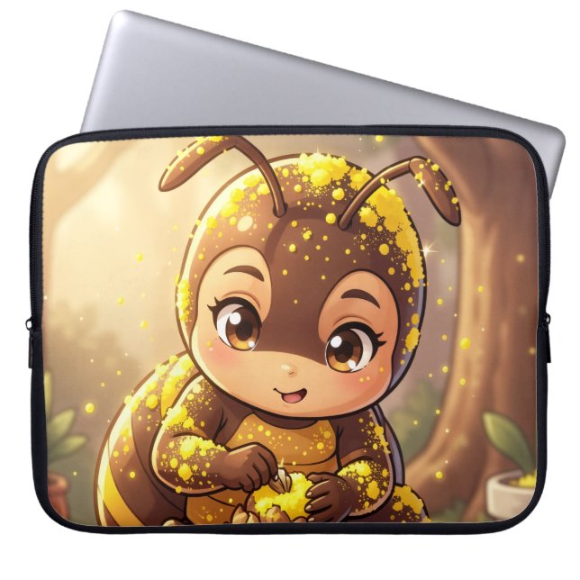 Golden Bumblebee in Bloom Dance.12 Laptop Sleeve (Voorkant)