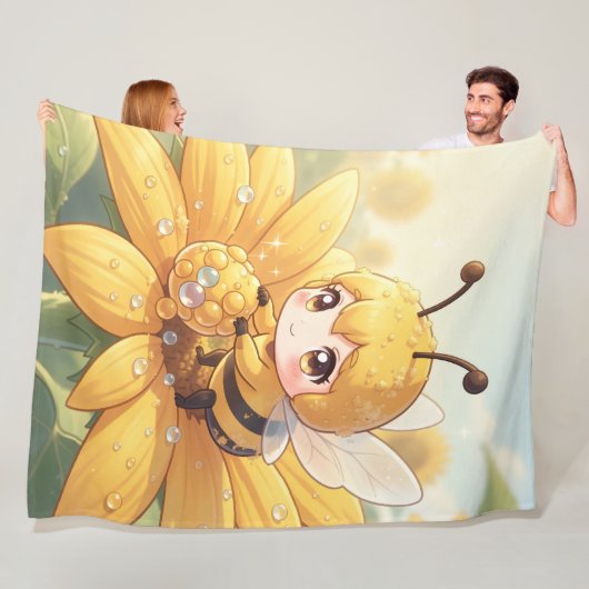 Golden Bumblebee in Bloom Dance.1 Fleece Deken (In situ)