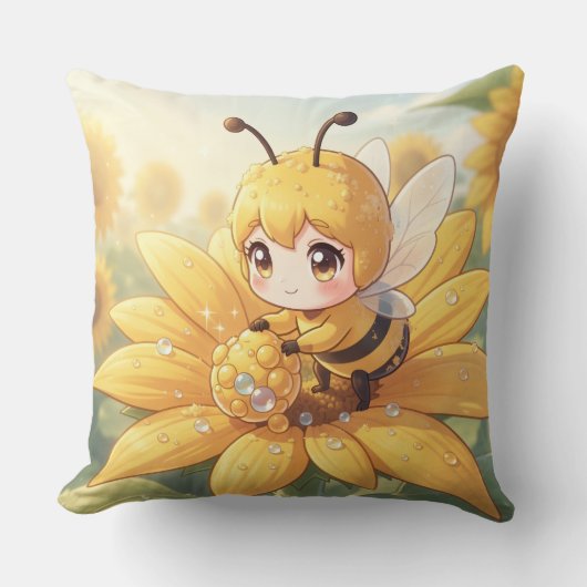 Golden Bumblebee in Bloom Dance.1 Kussen (Voorkant)