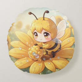 Golden Bumblebee in Bloom Dance.1 Rond Kussen