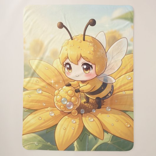 Golden Bumblebee in Bloom Dance.1 Sherpa Deken (Voorkant)