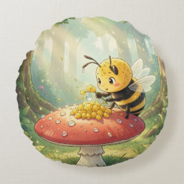 Golden Bumblebee in Bloom Dance.2 Rond Kussen