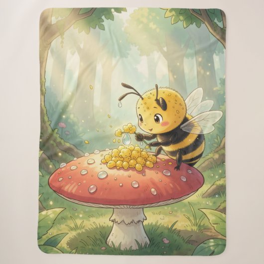Golden Bumblebee in Bloom Dance.2 Sherpa Deken (Voorkant)