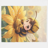 Golden Bumblebee in Bloom Dance.3 Fleece Deken (Voorkant (Horizontaal))