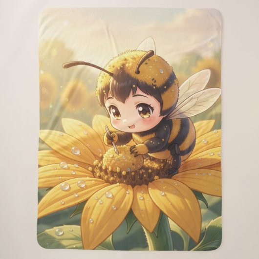 Golden Bumblebee in Bloom Dance.3 Sherpa Deken (Voorkant)