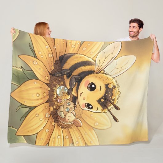 Golden Bumblebee in Bloom Dance.4 Fleece Deken (In situ)