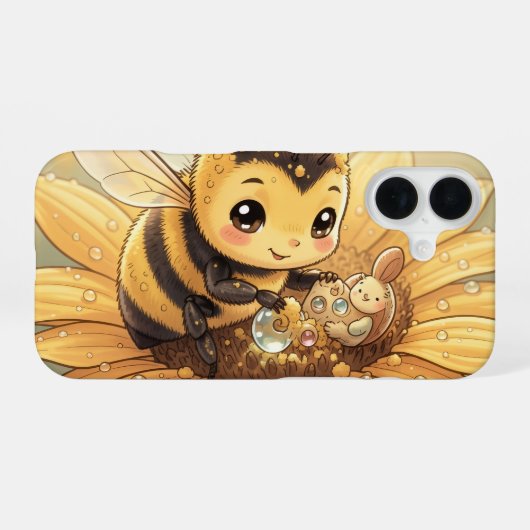 Golden Bumblebee in Bloom Dance.4 iPhone 16 Hoesje (Achterkant horizontaal)