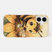 Golden Bumblebee in Bloom Dance.4 iPhone 16 Hoesje (Achterkant horizontaal)