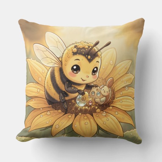 Golden Bumblebee in Bloom Dance.4 Kussen (Voorkant)