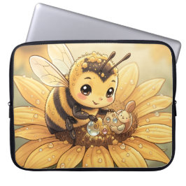 Golden Bumblebee in Bloom Dance.4 Laptop Sleeve