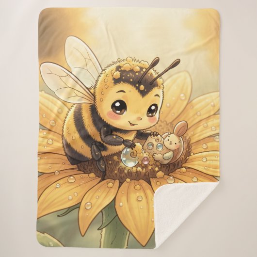 Golden Bumblebee in Bloom Dance.4 Sherpa Deken (Voorkant)