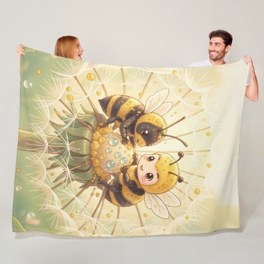 Golden Bumblebee in Bloom Dance.5 Fleece Deken (In situ)