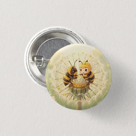 Golden Bumblebee in Bloom Dance.5 Ronde Button 3,2 Cm (Voorkant /achterkant)