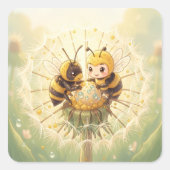 Golden Bumblebee in Bloom Dance.5 Vierkante Sticker (Voorkant)