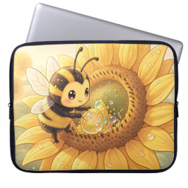 Golden Bumblebee in Bloom Dance.6 Laptop Sleeve