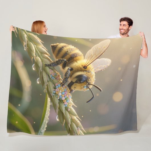 Golden Bumblebee in Bloom Dance.7 Fleece Deken (In situ)
