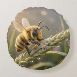 Golden Bumblebee in Bloom Dance.7 Rond Kussen