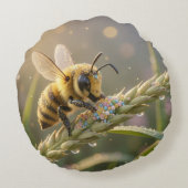 Golden Bumblebee in Bloom Dance.7 Rond Kussen (Achterkant)