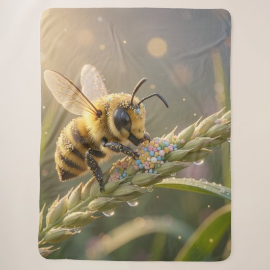 Golden Bumblebee in Bloom Dance.7 Sherpa Deken (Voorkant)