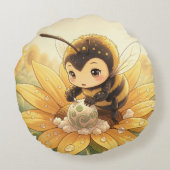 Golden Bumblebee in Bloom Dance.8 Rond Kussen (Achterkant)