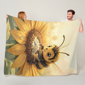 Golden Bumblebee in Bloom Dance.9 Fleece Deken