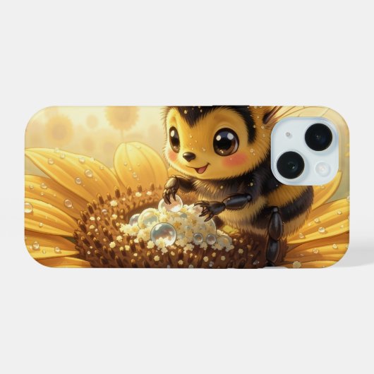 Golden Bumblebee in Bloom Dance.9 iPhone 15 Case (Achterkant horizontaal)