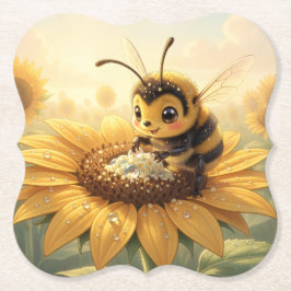 Golden Bumblebee in Bloom Dance.9 Kartonnen Onderzetters